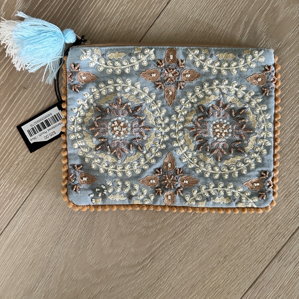 Embroidered Clutch with Tassel
